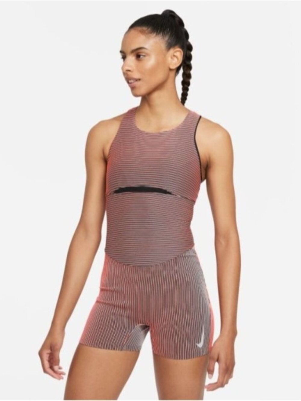 Nike Red and Black Striped Racerback Jumpsuit Romper